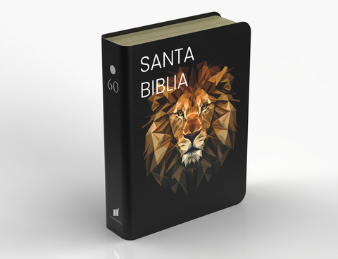 Image of Biblia RVR 1960 Compacta Letra Grande 11 puntos Símil Piel Negro León Dorado
