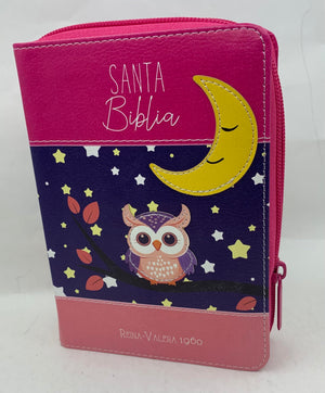 Biblia RVR 1960 Bolsillo Fucsia Lila Rosa Símil Piel con Cierre