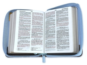 Biblia RVR 1960 Bolsillo Café Azul Símil Piel con Cierre