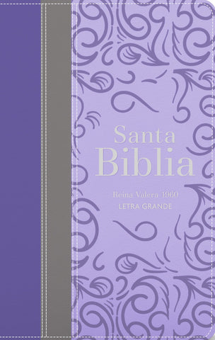Image of Biblia RVR 1960 Letra Grande Tamaño Manual Tricolor Púrpura Gris Lila con Cierre e Índice