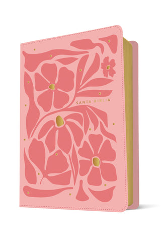 Image of Biblia NTV Ultrafina  Letra Grande con Filament Símil Piel Flores Rosa Letra Roja