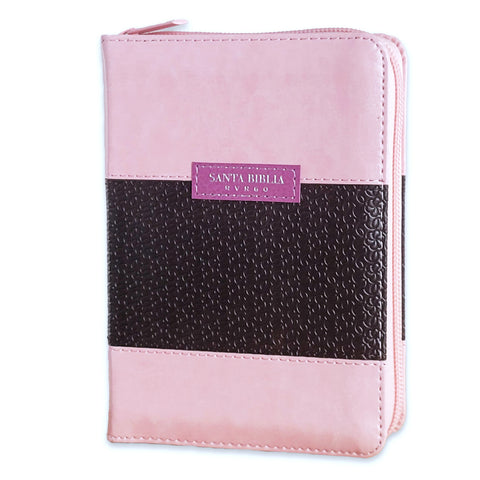 Image of Biblia RVR 1960 Bolsillo Rosa Café Símil Piel con Índice y Cierre