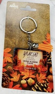 Image of Llavero Acrílico con Tassel. Gracias Hojas