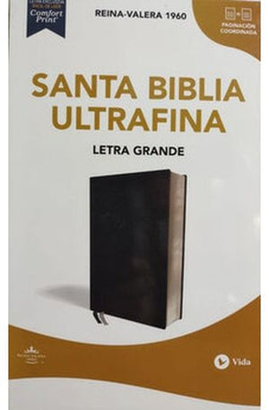 Biblia RVR 1960 Ultrafina Letra Grande Piel Fabricada Negro Interior a dos Colores