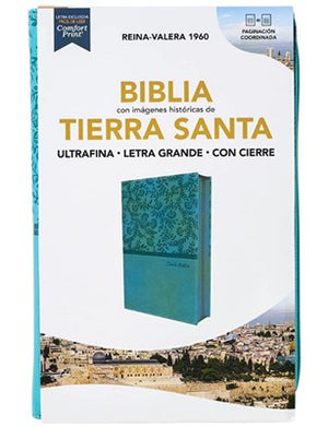 Biblia RVR 1960 Ultrafina Letra Grande Símil Piel Turquesa con Cierre