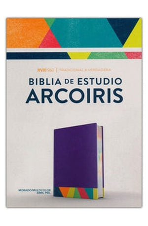 Biblia RVR 1960 de Estudio Arco Iris Símil Piel Morado Multicolor