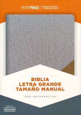 Biblia RVR 1960 Letra Grande Tamaño Manual Piel Gris y Marrón