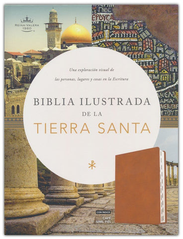 Image of Biblia RVR 1960 Ilustrada de la Tierra Santa Marrón Símil Piel con Índice