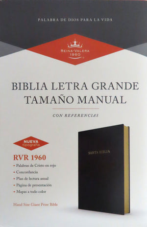 Biblia RVR 1960 Letra Grande Tamaño Manual Símil Piel Negra
