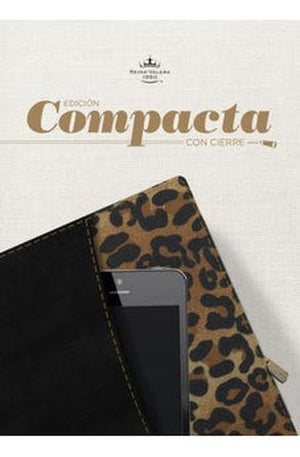 Biblia RVR 1960 Compacta con Cierre Negro Leopardo con Cierre Símil Piel