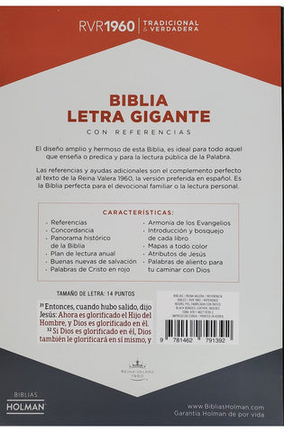 Image of Biblia RVR 1960 Letra Gigante Piel Fabricada Negro con Índice