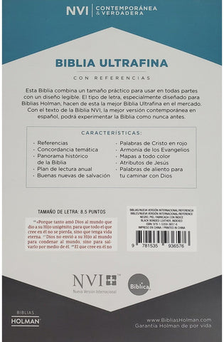 Image of Biblia NVI Ultrafina Negro Piel Fabricada con Índice