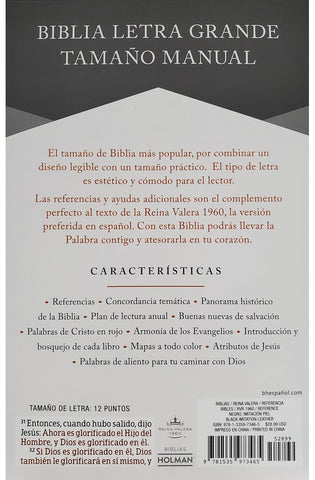 Image of Biblia RVR 1960 Letra Grande Tamaño Manual Piel Fabricada Negro