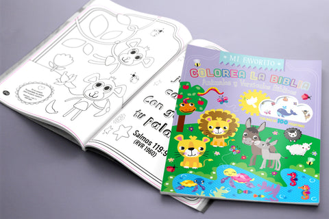 Image of Colorea la Biblia - Animales y Versículos Bíblicos con Pegatinas