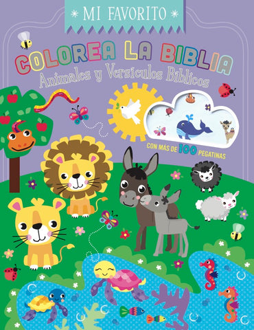 Image of Colorea la Biblia - Animales y Versículos Bíblicos con Pegatinas