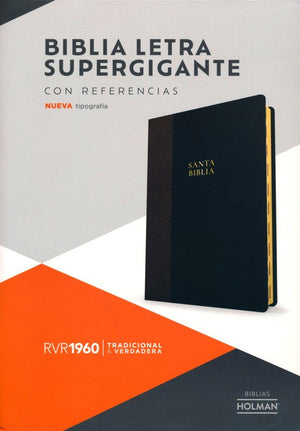 Biblia RVR 1960 Letra Súper Gigante Negro y Café Símil Piel con Índice