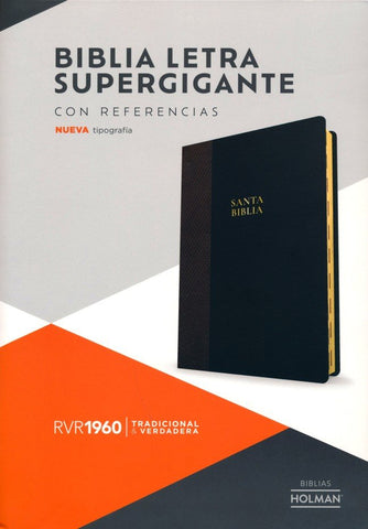Image of Biblia RVR 1960 Letra Súper Gigante Negro y Café Símil Piel con Índice