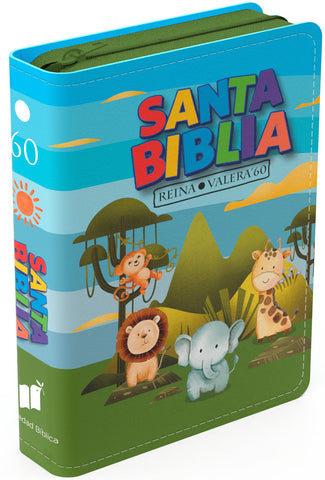 Image of Biblia RVR 1960 Compacta para Niños Animales Vinilo con Cierre