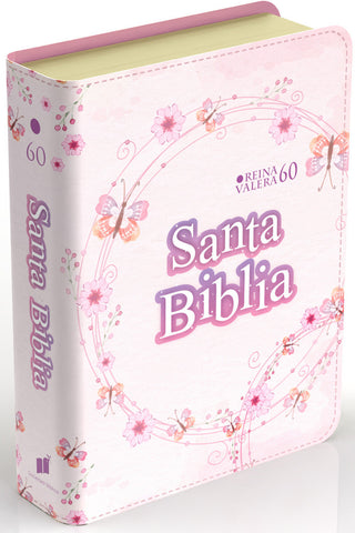 Image of Biblia RVR 1960 Compacta Símil Piel Juvenil Mariposa Palo Rosa