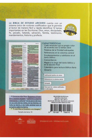 Image of Biblia RVR 1960 de Estudio Arco Iris Multicolor Tapa Dura