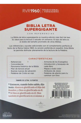 Image of Biblia RVR 1960 Letra Súper Gigante Negro Piel Fabricada con Índice