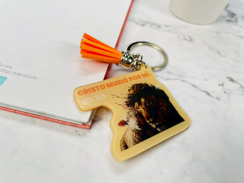 Image of Llavero Acrílico con Tassel. Cristo Murió por mí