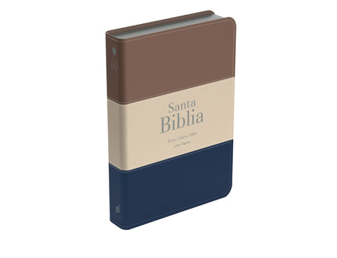 Image of Biblia RVR 1960 Letra Gigante 14 puntos Símil Piel Tricolor Marrón Beige Azul