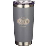 Image of Walk By Faith Gray Stainless Steel Mug - 1 Corinthians 5:7