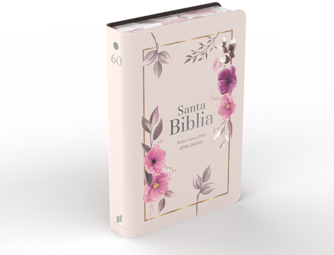 Image of Biblia RVR 1960 Letra Grande Tamaño Manual Símil Piel Flores Rosada