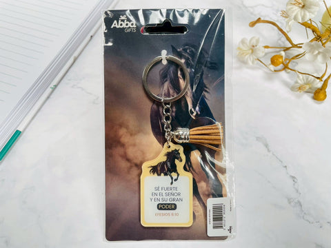 Image of Llavero Acrílico con Tassel. Sé Fuerte en el Señor