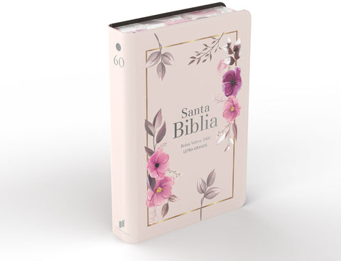 Image of Biblia RVR 1960 Letra Grande Tamaño Manual Símil Piel Flores Rosada