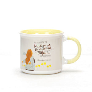 Taza 18 OZ Colección Mujer Virtuosa Revestida de Fuerza y Dignidad