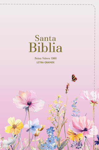 Image of Biblia RVR 1960 Compacta Letra Grande 11 puntos Símil Piel Rosa Flores con Cierre y Índice