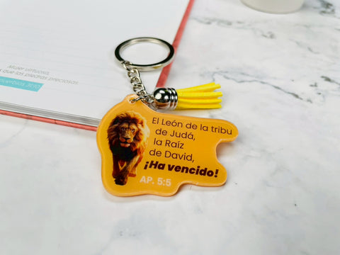 Image of Llavero Acrílico con Tassel. El León de la Tribu de Judá