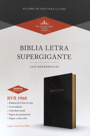 Biblia RVR 1960 Super Gigante Negro Símil Piel (Edición 2023)
