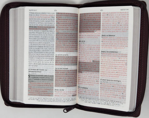 Image of Biblia RVR 1960 de Promesas Letra Grande Tamaño Manual Marrón Líneas Simil Piel con Cierre