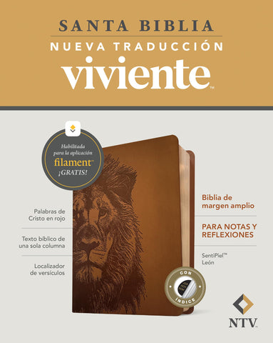 Image of Biblia NTV Margen Amplio Filament Símil Piel León Índice
