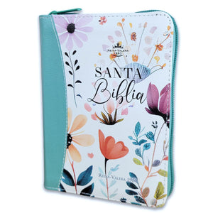 Biblia RVR 1960 Bolsillo Jardín Turquesa Símil Piel con Índice y Cierre