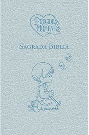 Biblia Católica Precious Moments Piel Italiana Azul Celeste