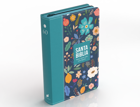 Image of Biblia RVR 1960 Letra Gigante 14 puntos Símil Piel Verde Turquesa con Cierre e Índice