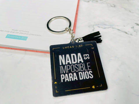 Image of Llavero Acrílico con Tassel. Nada es Imposible
