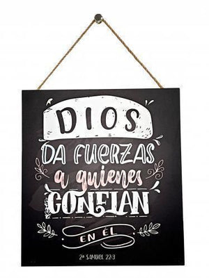 Cuadro Decorativo Mdf 30.5X27.5 Cm, con Cordel. Dios da Fuerzas