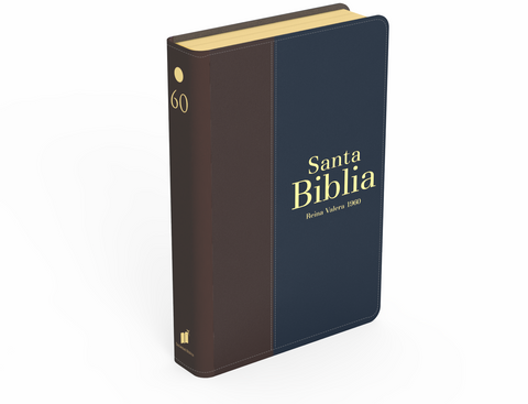 Image of Biblia RVR 1960 Letra Grande Tamaño Manual Símil Piel DuoTone Marrón Azul Marino