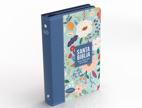 Image of Biblia RVR 1960 Letra Gigante 14 puntos Símil Piel Azul Cobalto con Cierre e Índice