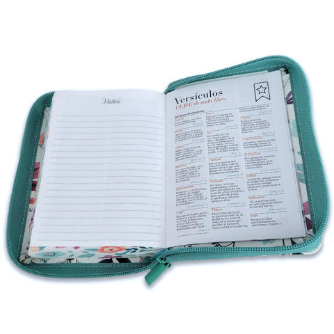 Image of Biblia RVR 1960 Bolsillo Jardín Turquesa Símil Piel con Índice y Cierre