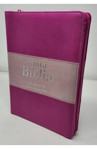 Image of Biblia RVR 1960 Letra Súper Gigante Tricolor Fucsia Palo Rosa Fucsia con Cierre con Índice