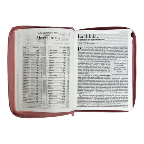 Image of Biblia RVR 1960 Letra Gigante Símil Piel Rosa Flores con Índice y Cierre