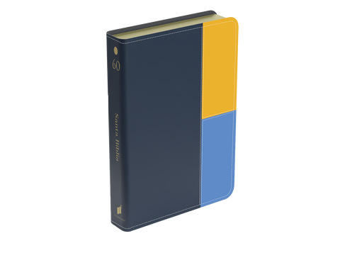 Image of Biblia RVR 1960 Letra Gigante 14 puntos Símil Piel Bloque Azul Cobre Gris Cadete
