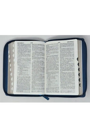 Image of Biblia RVR 1960 Letra Grande Tamaño Manual Azul Acero con Cierre e Índice