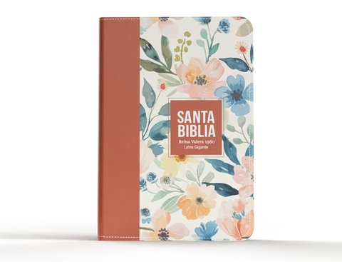 Image of Biblia RVR 1960 Letra Gigante 14 puntos Símil Piel Flores Terracota